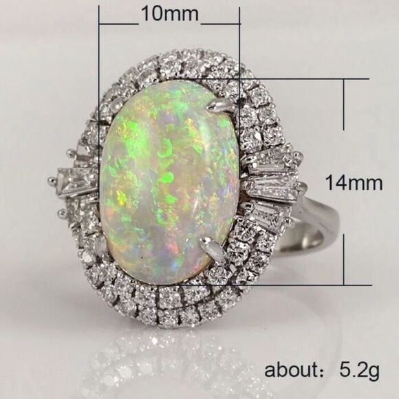 💗Beautiful 4C Faceted  Genuine Australian Oval Opal W/Double 💎 Halo - Picture 10 of 14